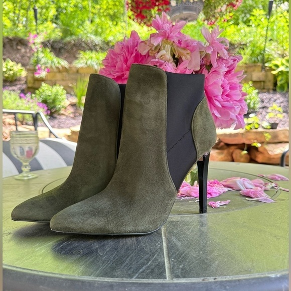 French Connection green black heeled booties 9.5 - Picture 13 of 14